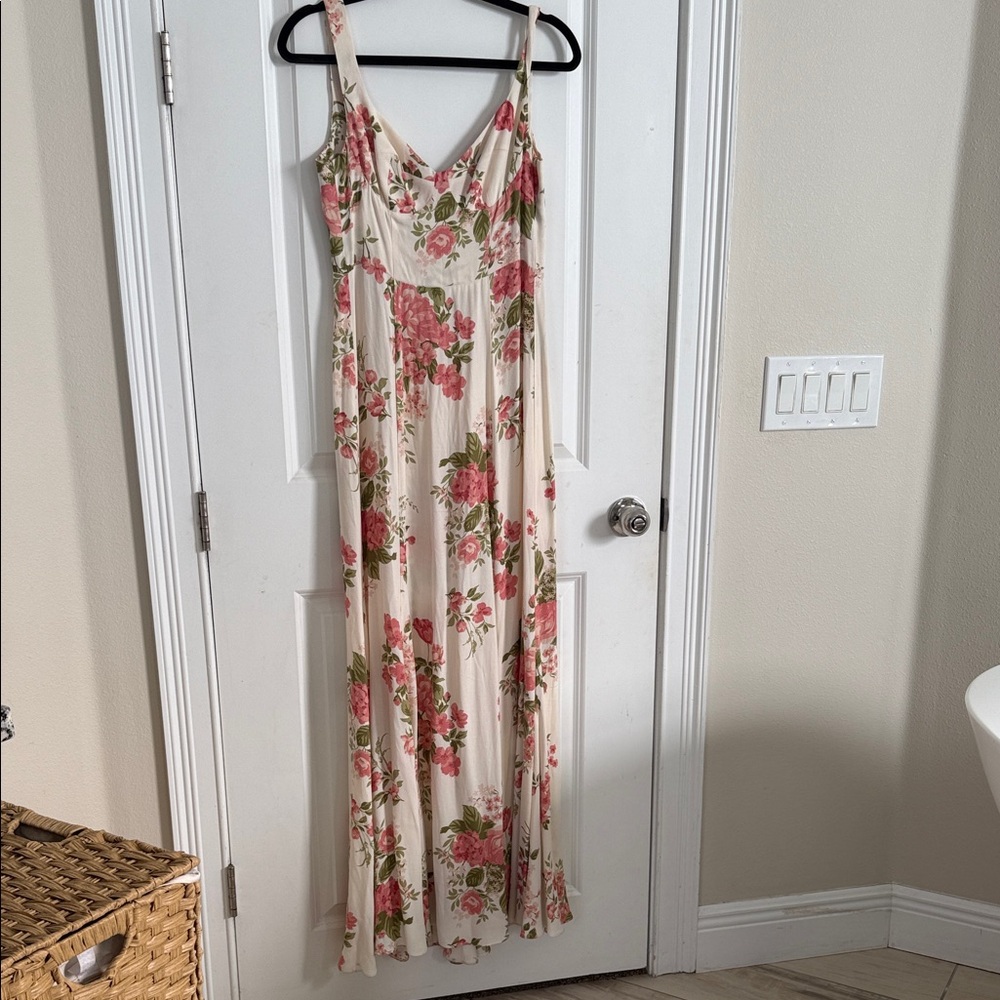 Reformation Pink and Green Floral Maxi Dress